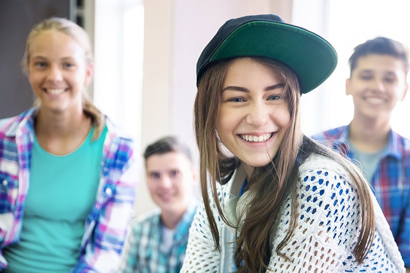 Portrait  group of teenagers in school